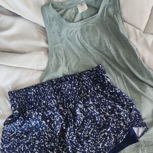 Avia Navy Blue Camouflage Shorts, Size M and Tank To Match, Size L